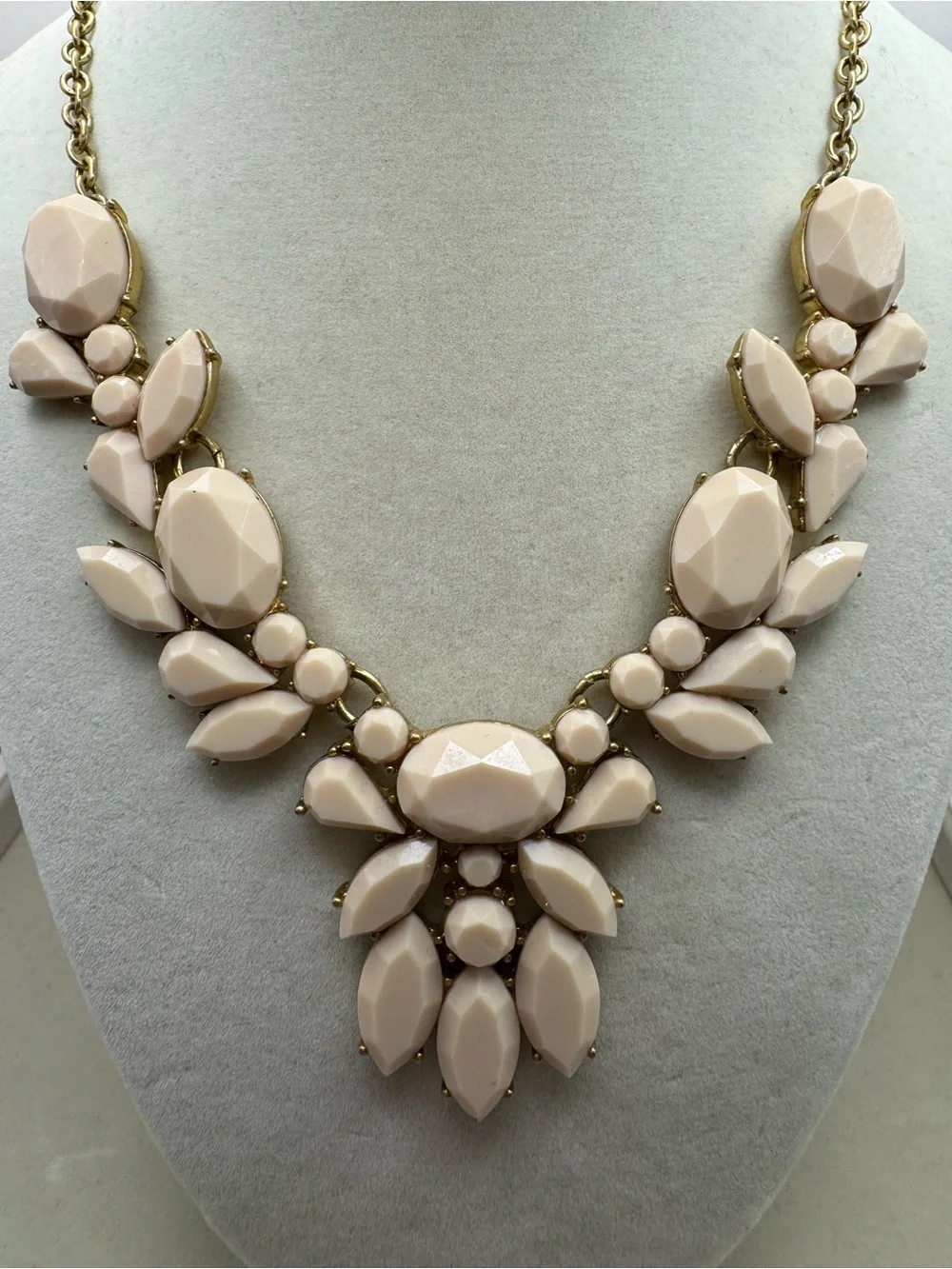 J. Crew Vintage Opaque Cream Statement Bib Necklace Faceted Cream Insets